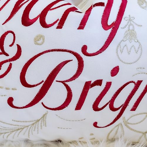Miniatura 4 de Homey Cozy Merry & Bright - Almohada rectangular de Navidad, color blanco