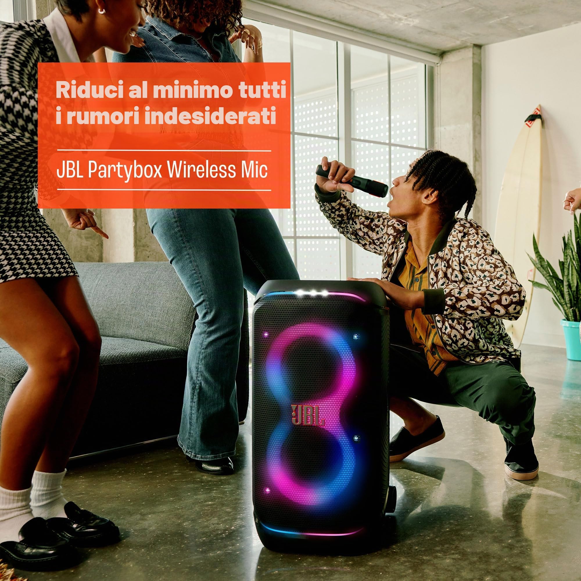 JBL PartyBox - Microfono wireless 2 x digitali, batteria ricaricabile (20 ore - 700 mAh), voce chiara, suono nitido, connessione stabile a 2,4 GHz
