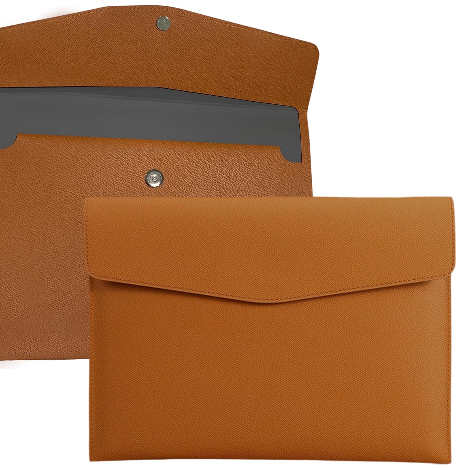 YSDINK PU Leather A4 Document File Folder, Portable and Waterproof File Organizer with Magnetic Snap Closure, Envelope Storage Bag for Office, Home, School, Travel and Business Use (Brown)