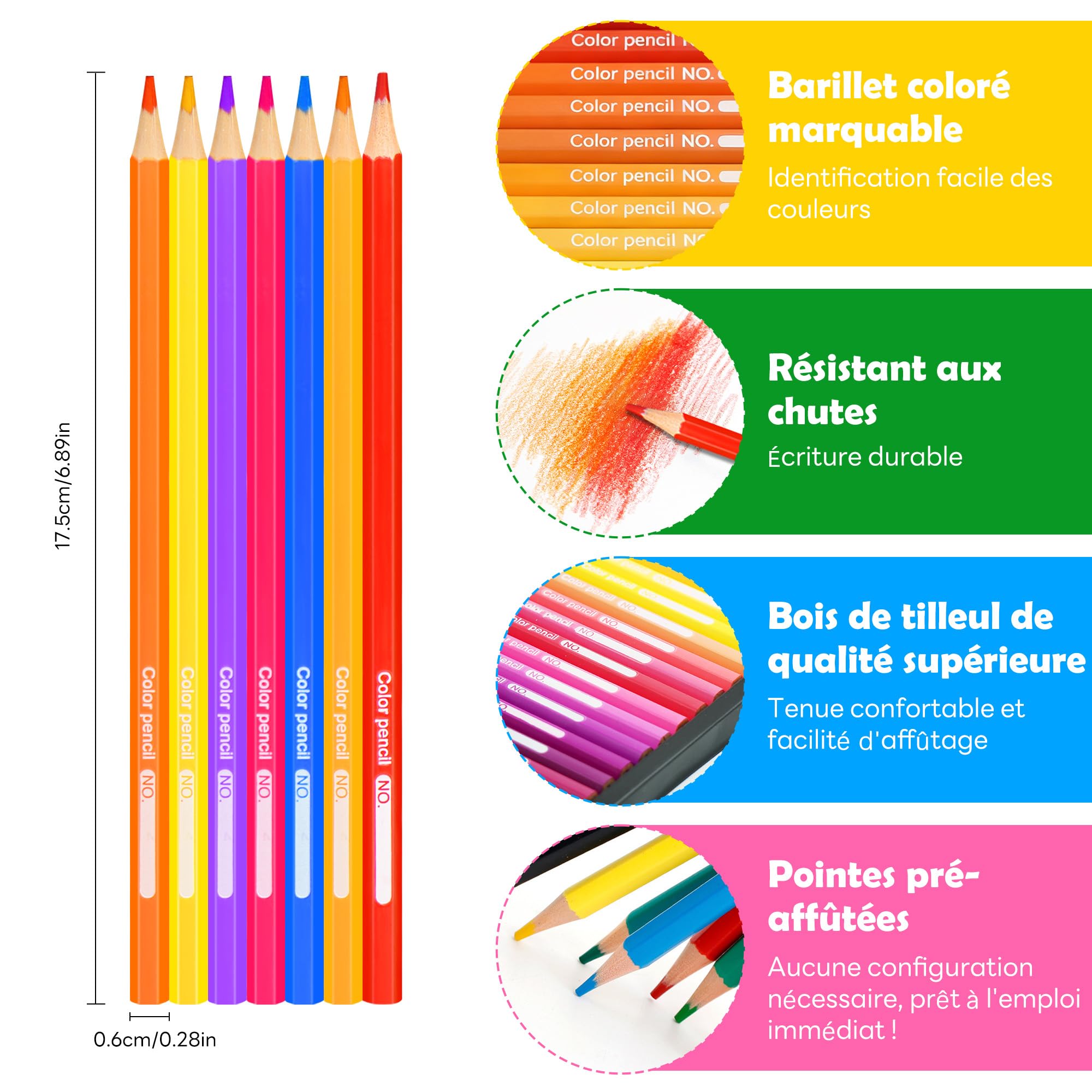 Lot de 72 crayon de couleurs de qualité pour adultes, artistes professionnels et coloristes, fournitures artistiques pour enfants débutants, crayons de couleur pour étudiants