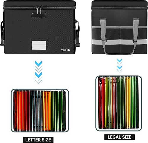 Miniatura 3 de Tamfile Caja de documentos ignífuga, caja de archivos ignífuga con cerradura, facilidad de montaje, organizador de almacenamiento de archivos