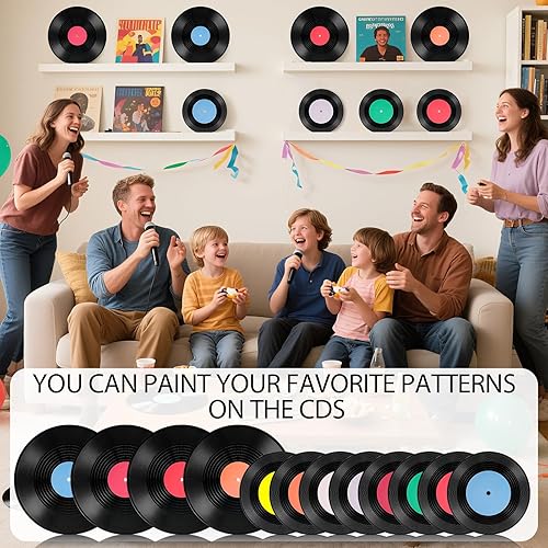 Miniatura 6 de 12 discos de vinilo en blanco para decoración de fiestas retro de 12 pulgadas y 7 pulgadas, para decoración de fiestas retro de los años 80, estudio