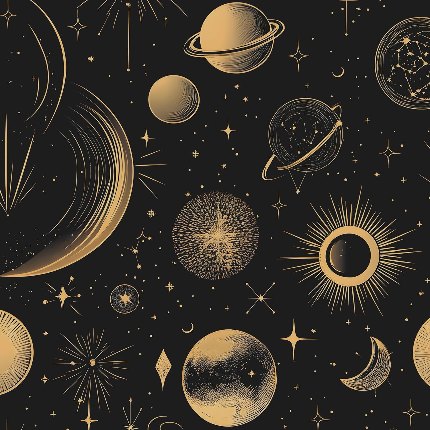 Planets Wallpaper Peel and Stick Vintage Space Contact Paper Earth Moon Celestial Wall Paper for Bedroom Bathroom Walls Renter Friendly Removable 17.5 x 393.5In