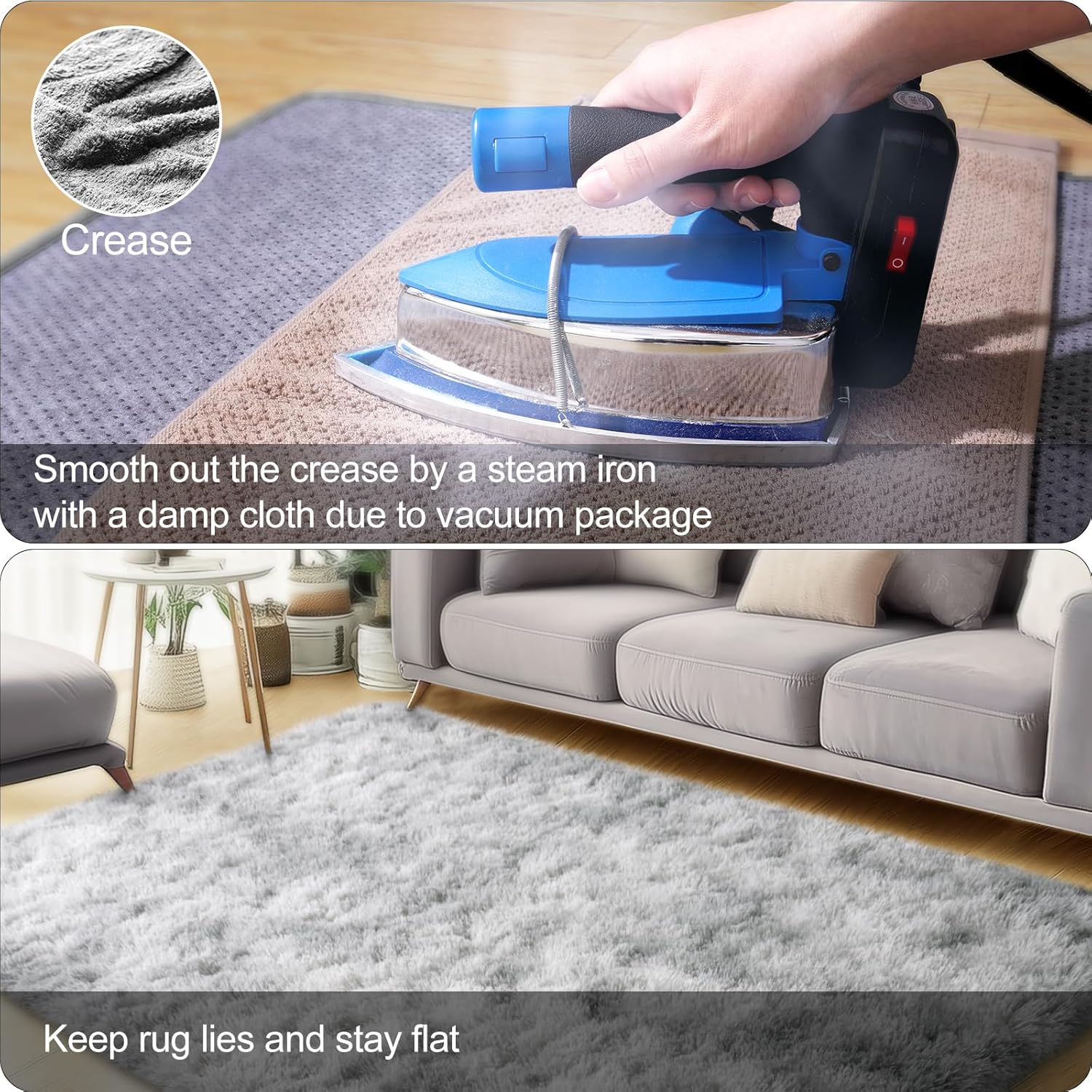 qulint 6x9 Area Rugs for Living Room, Soft Fluffy Bedroom Area Rug 6x9 Shag Shaggy Large Grey Carpet for Boys Room, Fuzzy Plush Alfombras for Dorm Kid Room Home Decor (6ft x 9ft, Tie-Dyed Gray)