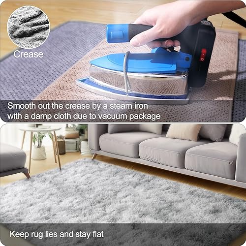 Miniatura 5 de Alfombras de área de 5 x 7 pies para sala de estar, alfombra suave y esponjosa para dormitorio, alfombra de habitación de niños grandes, alfombras