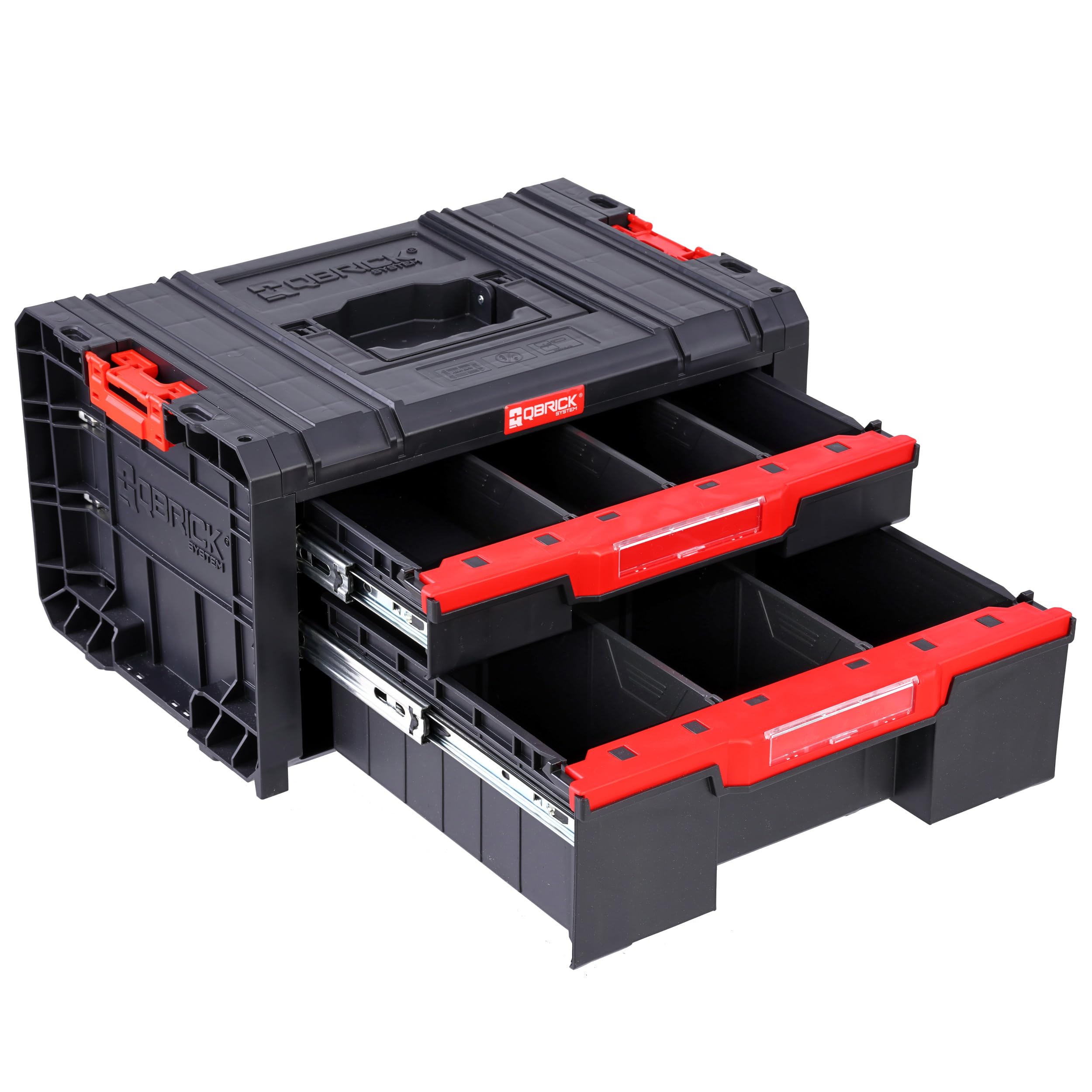 Juego de 2 cajones de herramientas dobles, 2 cajones de herramientas triples sobre una plataforma con ruedas + caja de 100,5 cm de alto, juego modular para garaje taller Pro