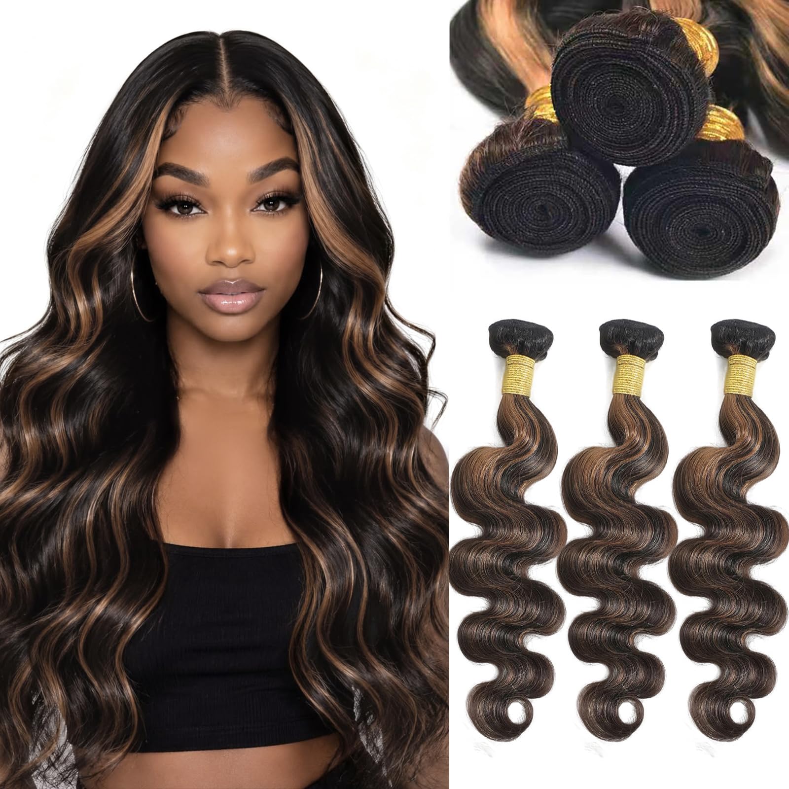 Photo 1 of LIGAOSHENG Body Wave Human Hair Bundles 22 24 26 Inch