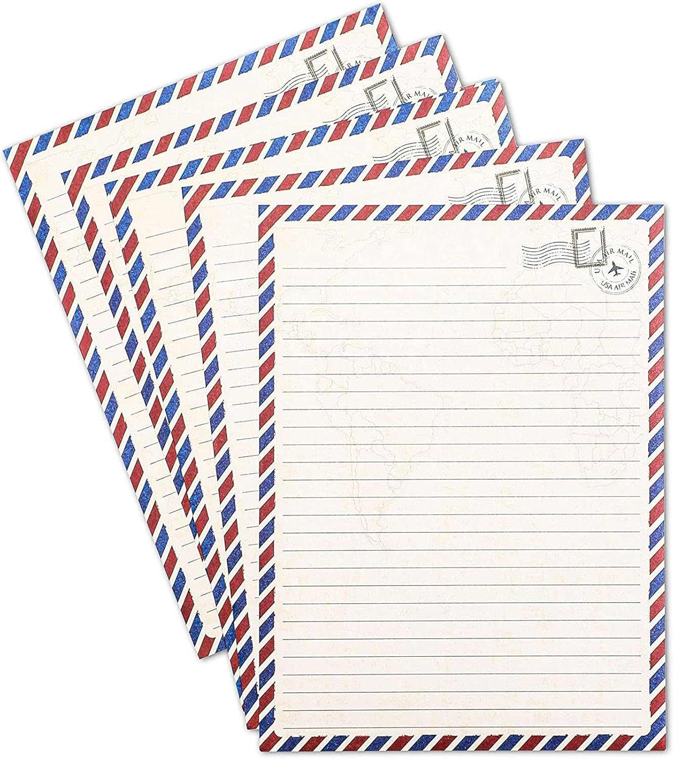 Vintage Stationery Paper Set and Envelopes in Travel Design (48 Sheets) : Office Products