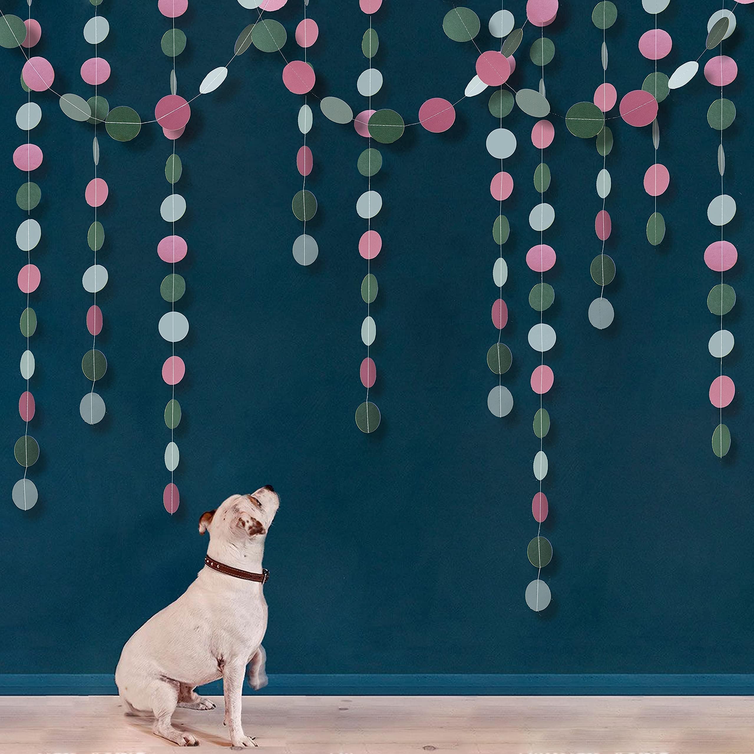 Cheerland Weiche blaue Rose Pink Dunkelgrüne Kreis-Girlande für Hochzeit, Party, Dekoration, hängende Kreise, Punkte, Luftschlangen, Hintergrund, Banner, Dekoration für unter dem Meer, Geburtstag