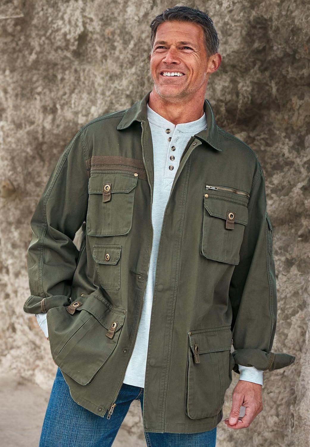 Boulder Creek by KingSize Men's Big & Tall 9 Pocket Twill Utility Jacket
