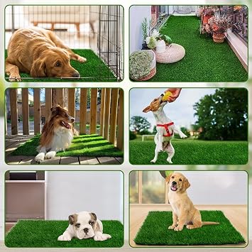 Dog Grass Mat 80 x 100cm, Strong Absorbency Soft Artificial Puppy Grass for Pets Potty Training, Easy to Clean Artificial Grass for Dogs Indoor Outdoor Use