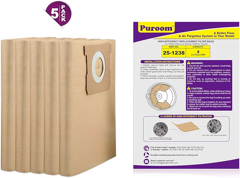 porter cable pcx183014b vacuum bag