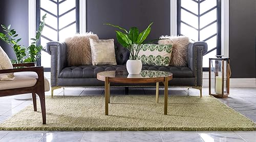 Miniatura 2 de Unique Loom Solo Collection - Alfombra Calabasas (5 pies 3 pulgadas x 7 pies 7 pulgadas, Rectangular, Verde Claro)