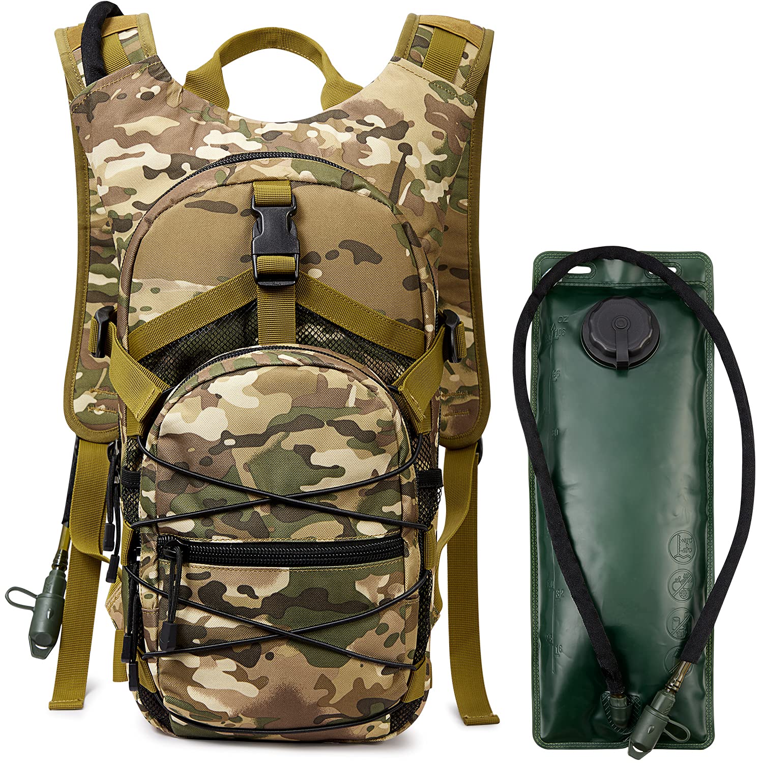 Zaino Trekking Con Vescica Idratazione 3L - Tattico Da Corsa E Ciclismo | Multi Tasche, Leggero E Resistente - Foto 5