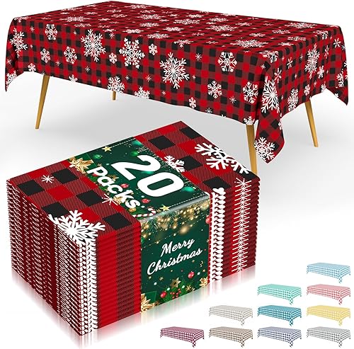 Miniatura 62 de Smiry Paquete de 8 manteles desechables a cuadros, mantel de plástico impermeable de 54 x 108 pulgadas, manteles rectangulares a cuadros caqui y