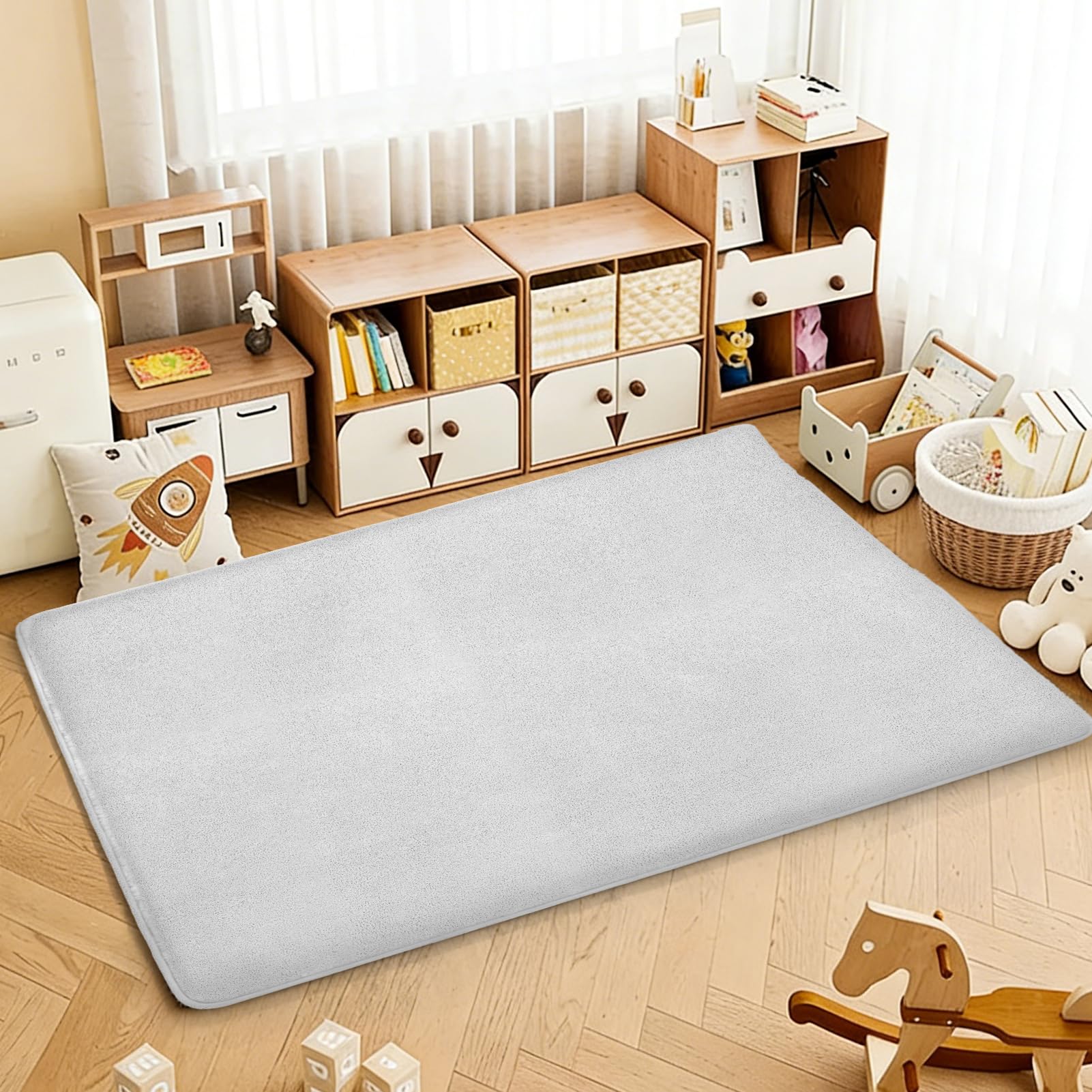 LZDMY Alfombra Bebe Gruesa, 120 * 170cm Alfombras Juegos Bebes de Franela | Tapete Actividad Bebe con Relleno De Esponja, Alfombra Bebe Acolchada Antideslizante de Fácil Cuidado, Regalo para Bebes