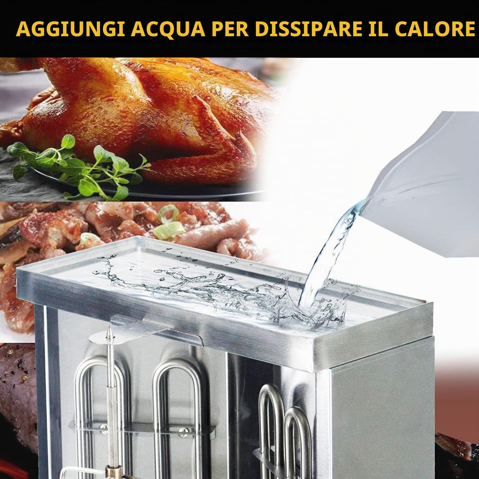 Macchina per Grigliare Shawarma, Macchina per Grigliare Gyro Kebab Verticale Elettrica, Macchina per Arrostire con 2 Tubi Riscaldanti e Vaschetta Raccogli-Carne,barbecuestove