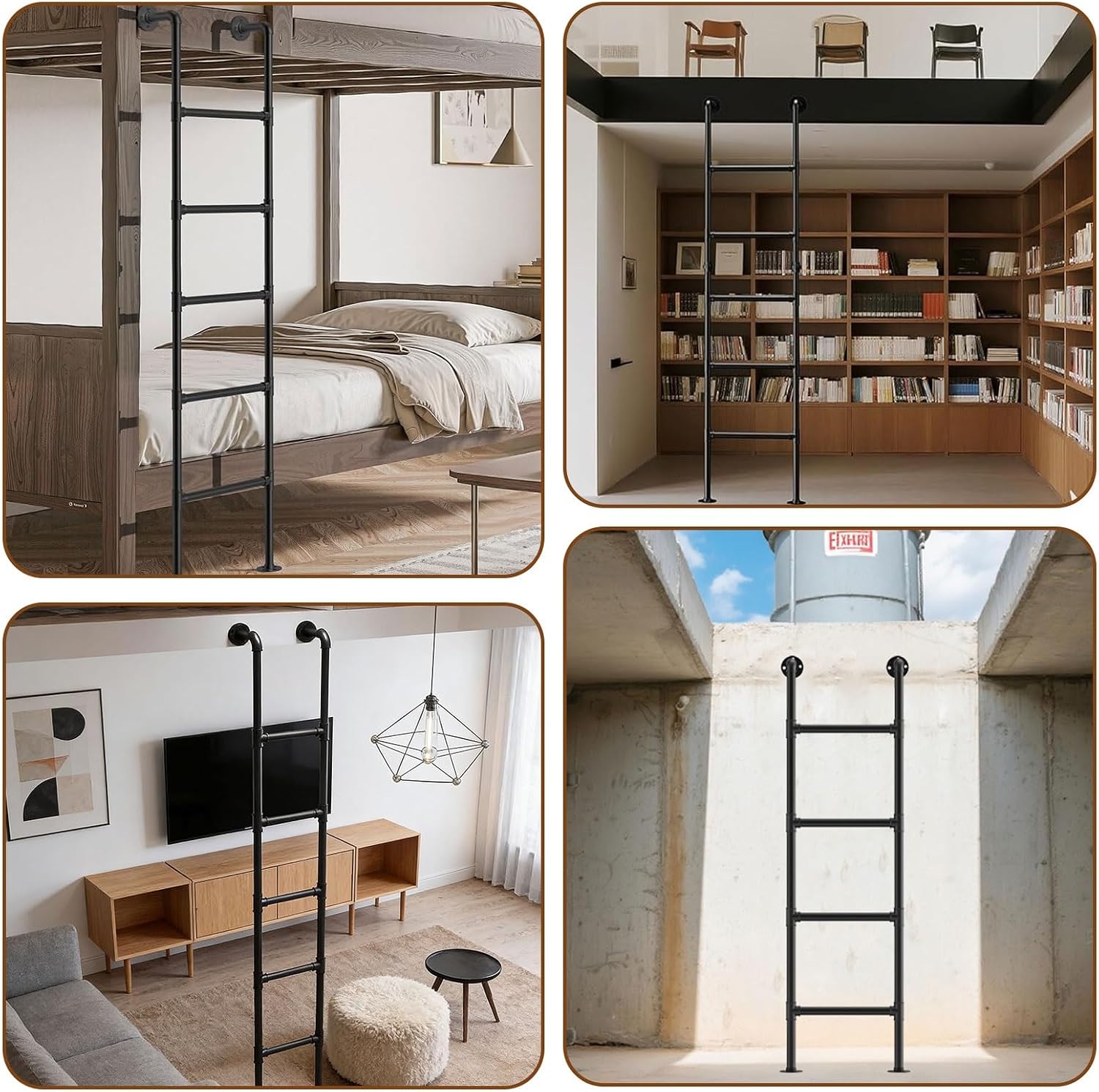 39" Wall-Mounted Attic Ladder - Space-Saving Climbing Solution for Indoor/Outdoor Use, Perfect for Basements, Attics, Dorms, and Home Access. Durable Straight Design.