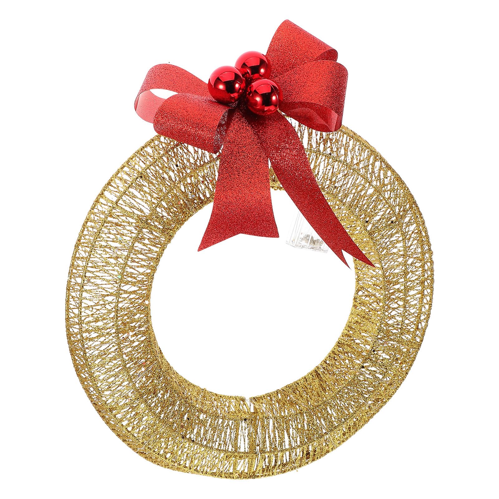 TOYANDONA Weihnachtskranzgirlande mit LED Warmlicht, Gold, für Haustür