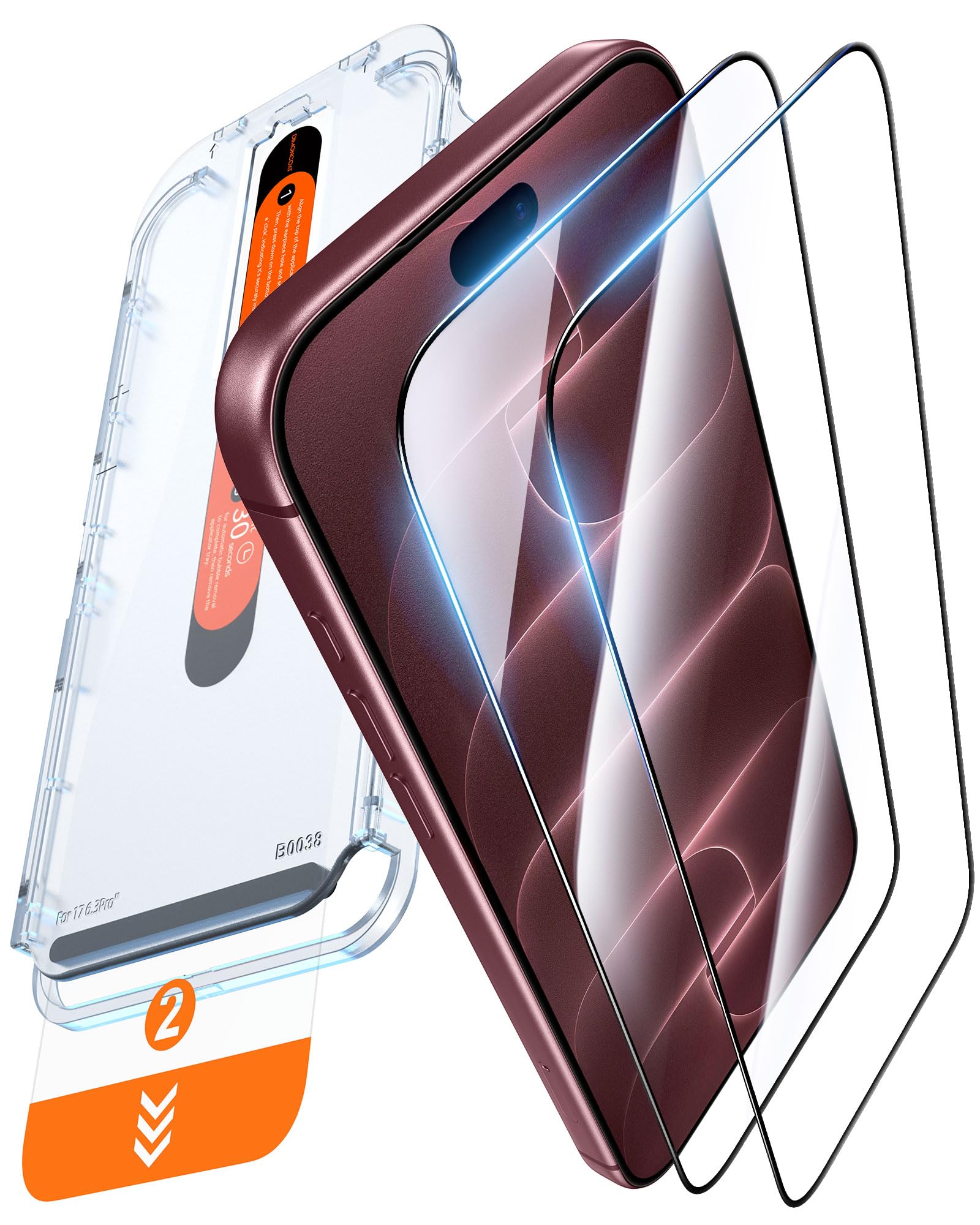DIMONCOAT für iPhone 18 Pro Max für Panzerglas TOP 9H+ Sturzschutz, 2 Stück | Einfache Installation,10X Militärschutz, 13FT Stoßfest Schutzfolie für iPhone 18 Pro Max 6.9'' HD-Klar, Kratzfest,Null Blase