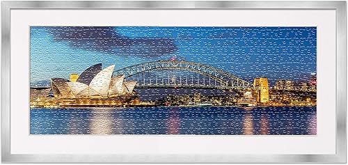 Miniatura 4 de Poster Palooza Marco de rompecabezas de 13 x 39 pulgadas, marco de madera plateado con paspartú (blanco) hecho para exhibir rompecabezas de 13 x 39