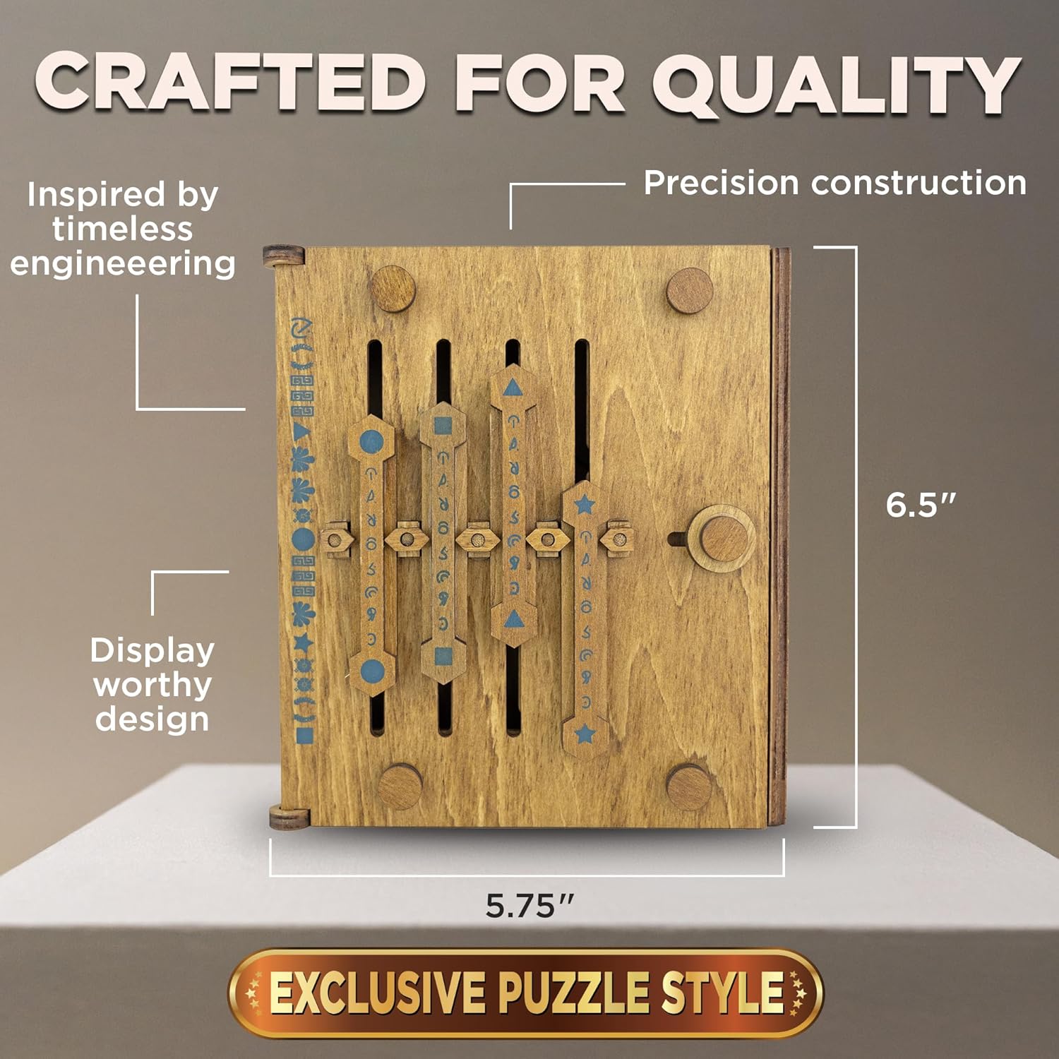 Project Genius: True Genius - Caesar's Codex, Wood Brainteaser Puzzle, Based on Ancient Artifacts, Play and Then Display, For Ages 14 and up