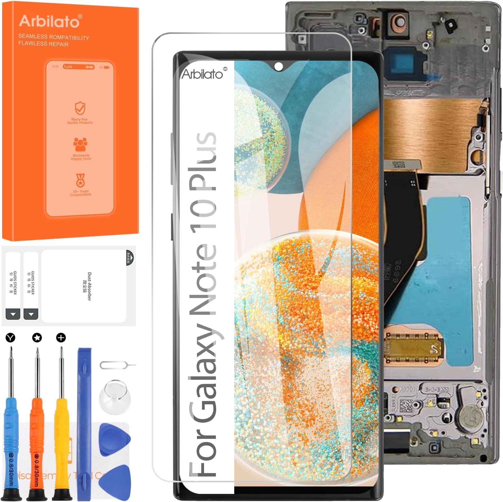 OLED Screen for Samsung Galaxy Note 10 Plus Screen Replacement for Samsung Note 10+ LCD Screen SM-N975U Touch Display Digitizer Assembly Repair Parts with Frame(with Fingerprint Function) (White)
