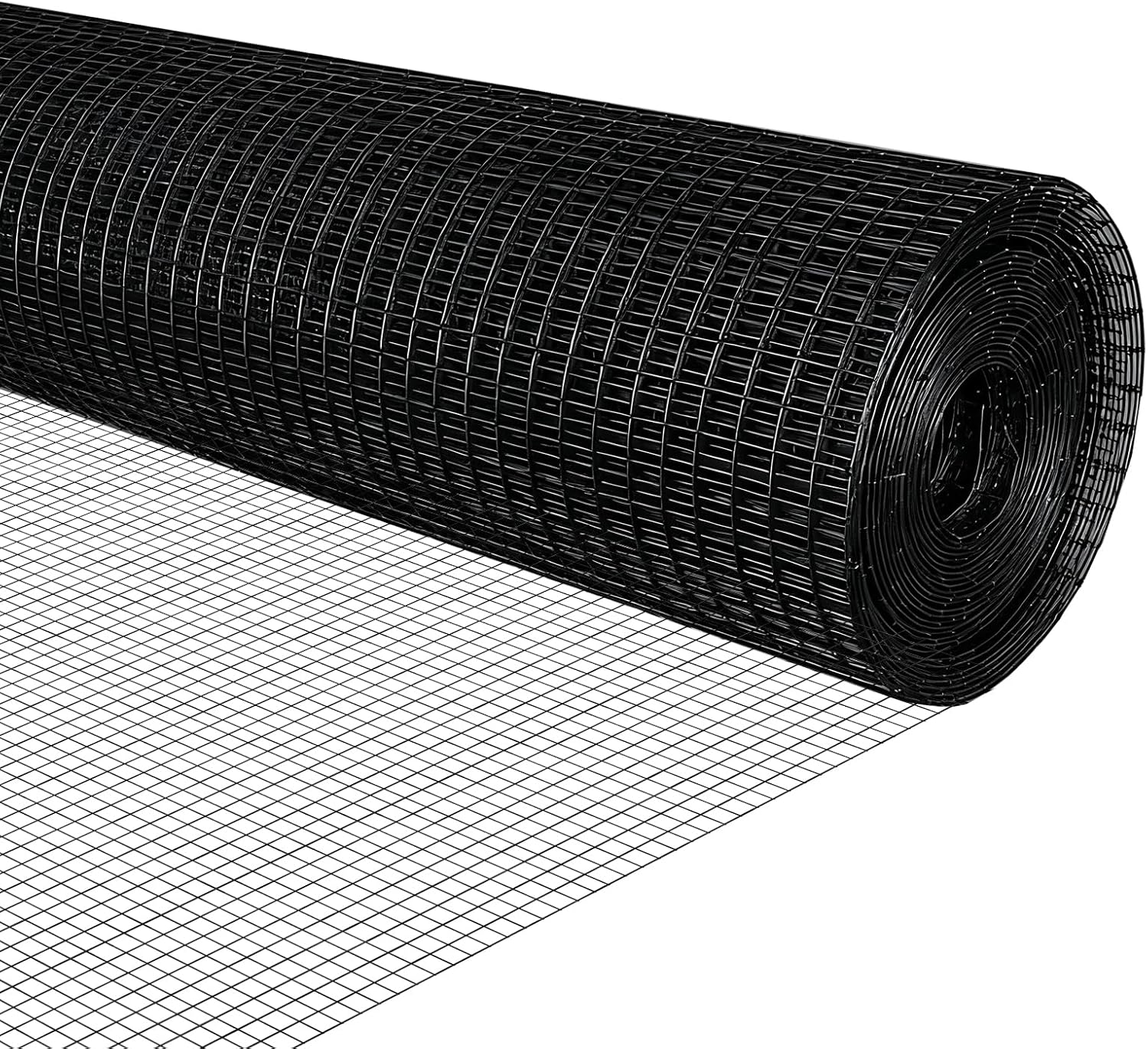 Black Hardware Cloth 1/2 inch 19Ga PVC Coated Wire Mesh Vinyl Coated Fence Welded Metal Chicken Wire Fencing Roll (1/2 inch 24in x 100ft)