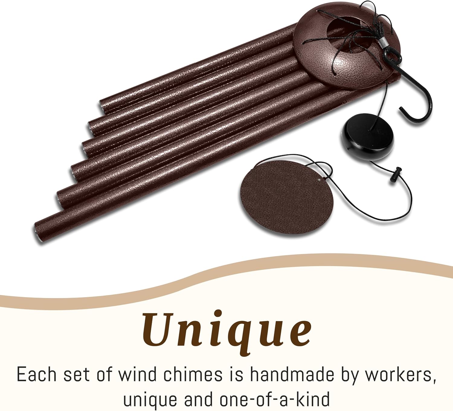 Large Aluminium Wind Chimes 38" with Classic Sound, Coolest Metal Windchimes Outdoors with Pine Wood Striker, Unique Gift for Mom, Garden Decoration(38" Brown)