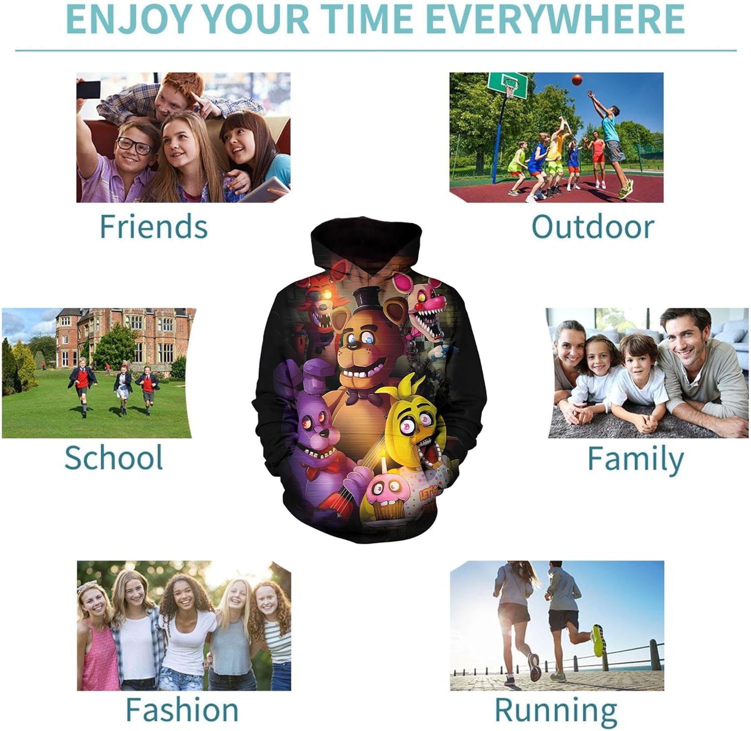 Sweat à Capuche à Manches Longues Pour Enfants, Vêtements Pour Garçons Et Filles, Dessin Animé En 3d, Eddyes Five Night, FNAF, Nouvelle Collection / Vêtements Pour Enfants