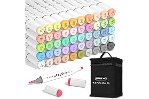Pasco Pastel Alcohol Markers Art: Dual & Chisel Tips, 50 Colors with Blender