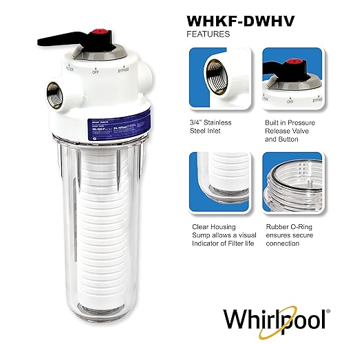 Miniatura 2 de Whirlpool Sistema de filtro de agua para toda la casa WHKF-DWHV, entrada de 34 pulgadas  Cartucho de repuesto GD05 y kit de instalación incluido