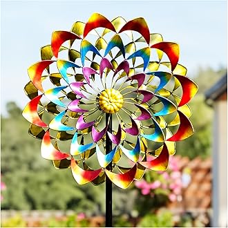 Wind Spinners Outdoor for Yard and Garden Large, Metal Wind Spinners & Wind Sculptures 84 inch, Birthday Gift for Women Family Garden Decor(Colorful)