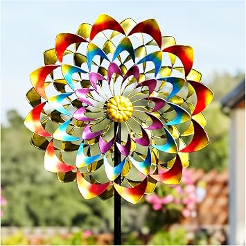 Pure Echo Wind Spinners Outdoor for Yard and Garden Large, Metal Wind Spinners & Wind Sculptures 84 inch, Birthday Gift for Women Family Garden DecorColorful
