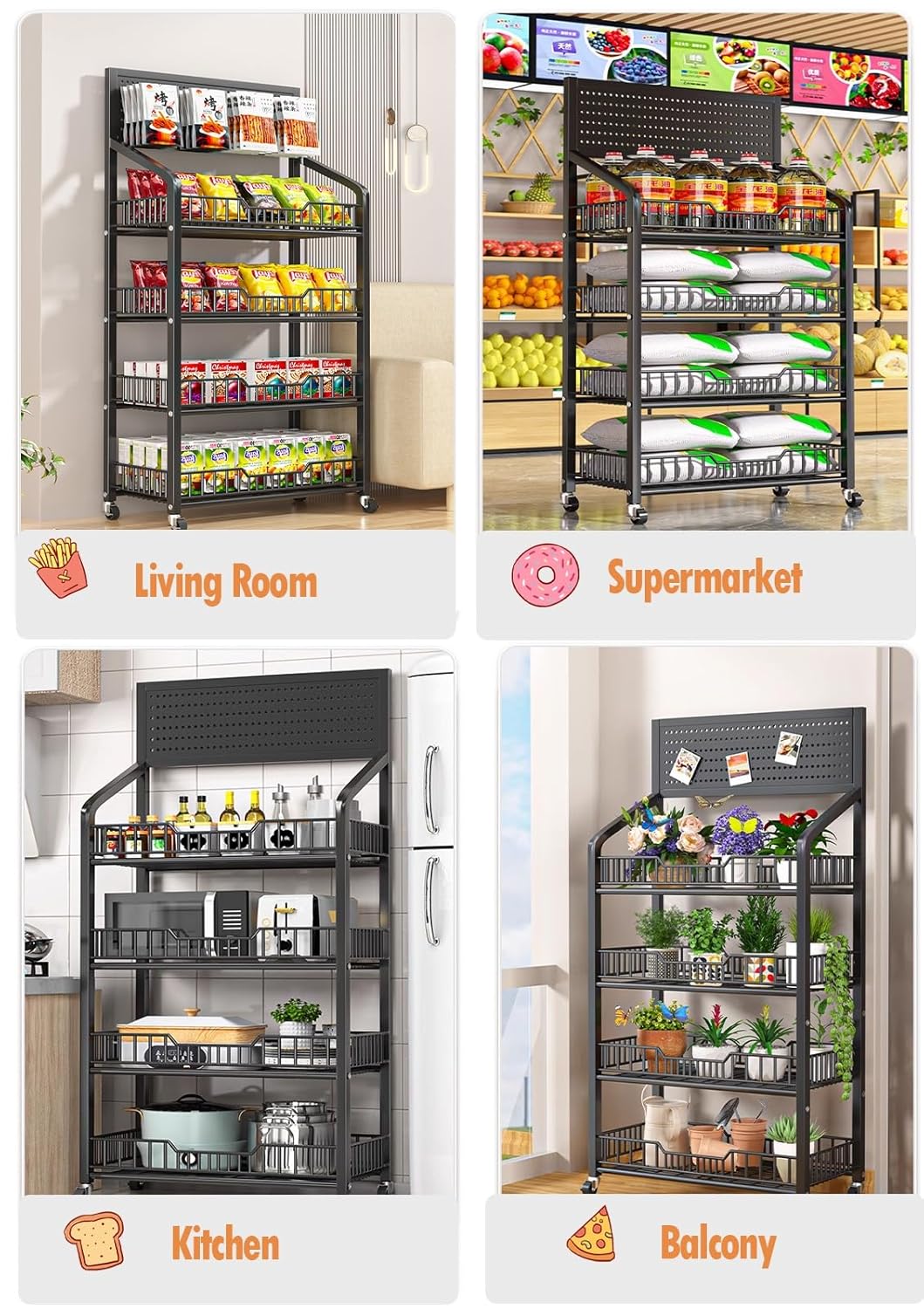 Snack Shelf Organizer Supermarket Retail Snack Display Shelf, Freestanding Large Potato Chip Rack Holder for Home/Convenience Store/Market, Office Candy Organizer Stand(50x27cm/19.7x10.6in)