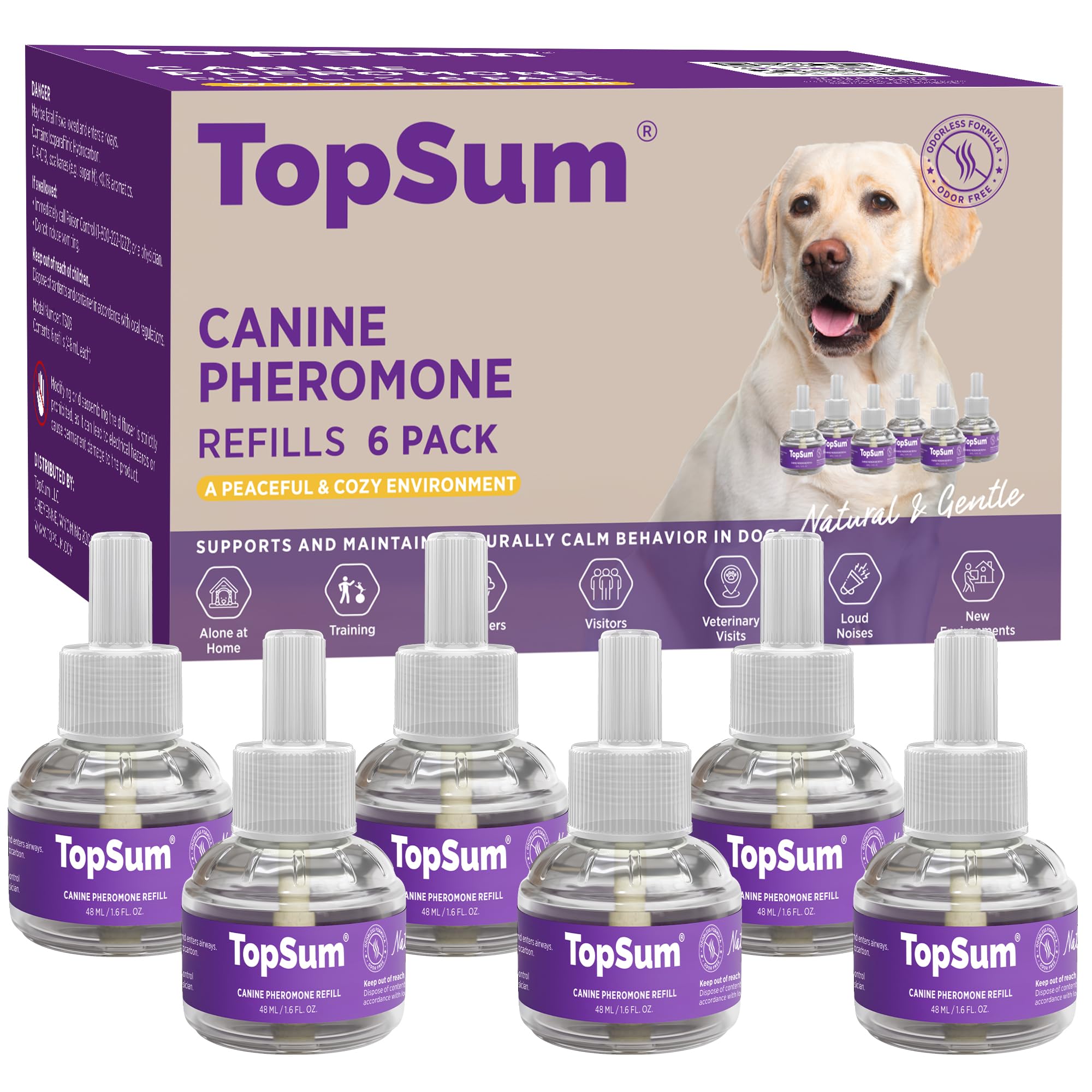 TopSum Calming Diffuser for Dog, Purple with 6 Refills
