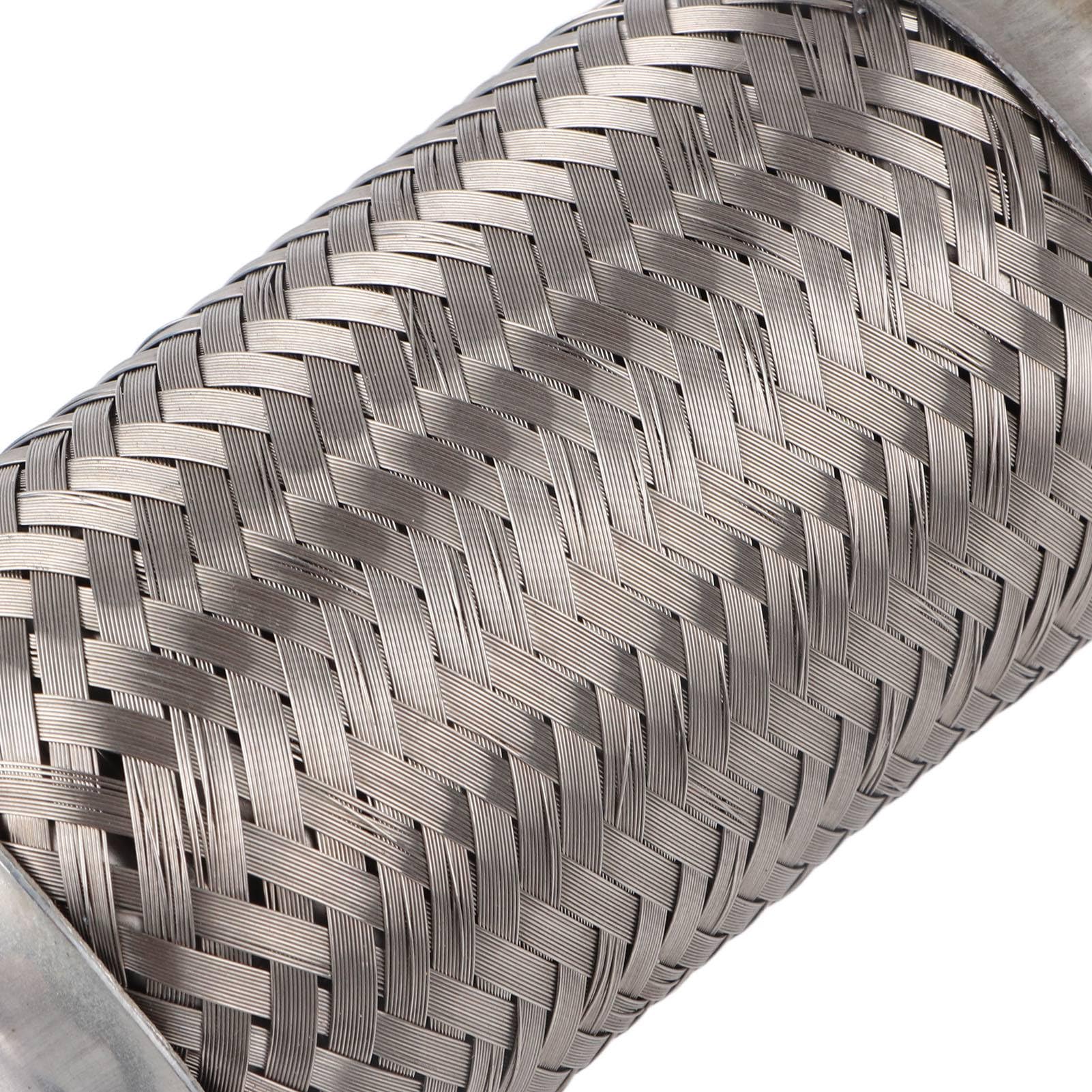 Aramox Tubo di Scarico Auto Flessibile in Acciaio Inossidabile Intrecciato Senza Saldatura 50x250 mm con Rete Interna, Antivibrazione