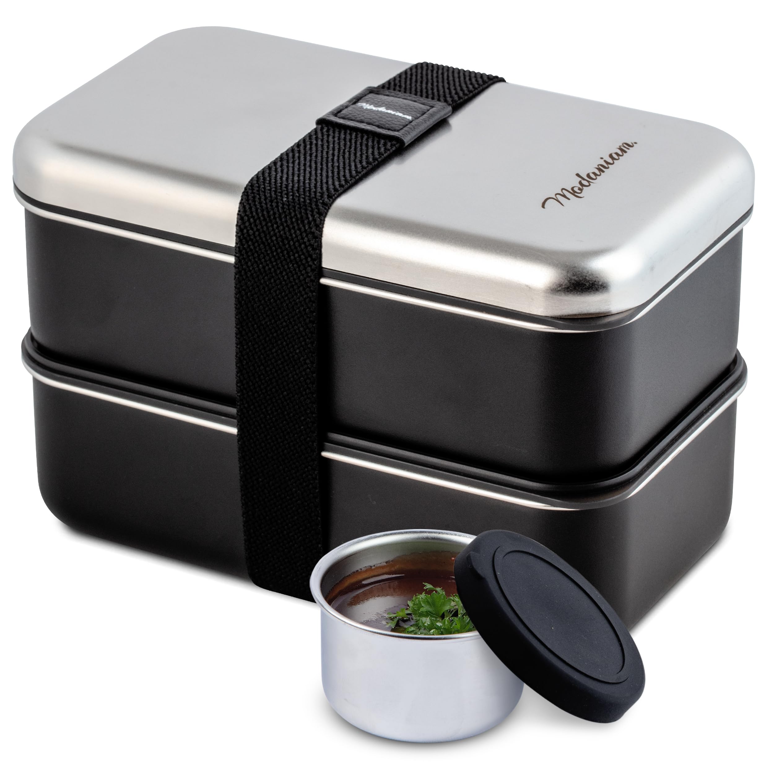 Phoenix Modern, Stainless Steel, Stackable Microwave safe, leak proof, Bento Box Adult Lunch Box with Compartments for Women & Men, Japanese Bento Box |Tiffin| Metal Lunchbox - 54 oz