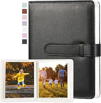 Lifting Photo Album 4x6 with 68 Pockets,Premium Vegan Leather Cover Small Photo Album Book,Mini Picture Album for Family Birthday Anniversary Baby Vacations Black