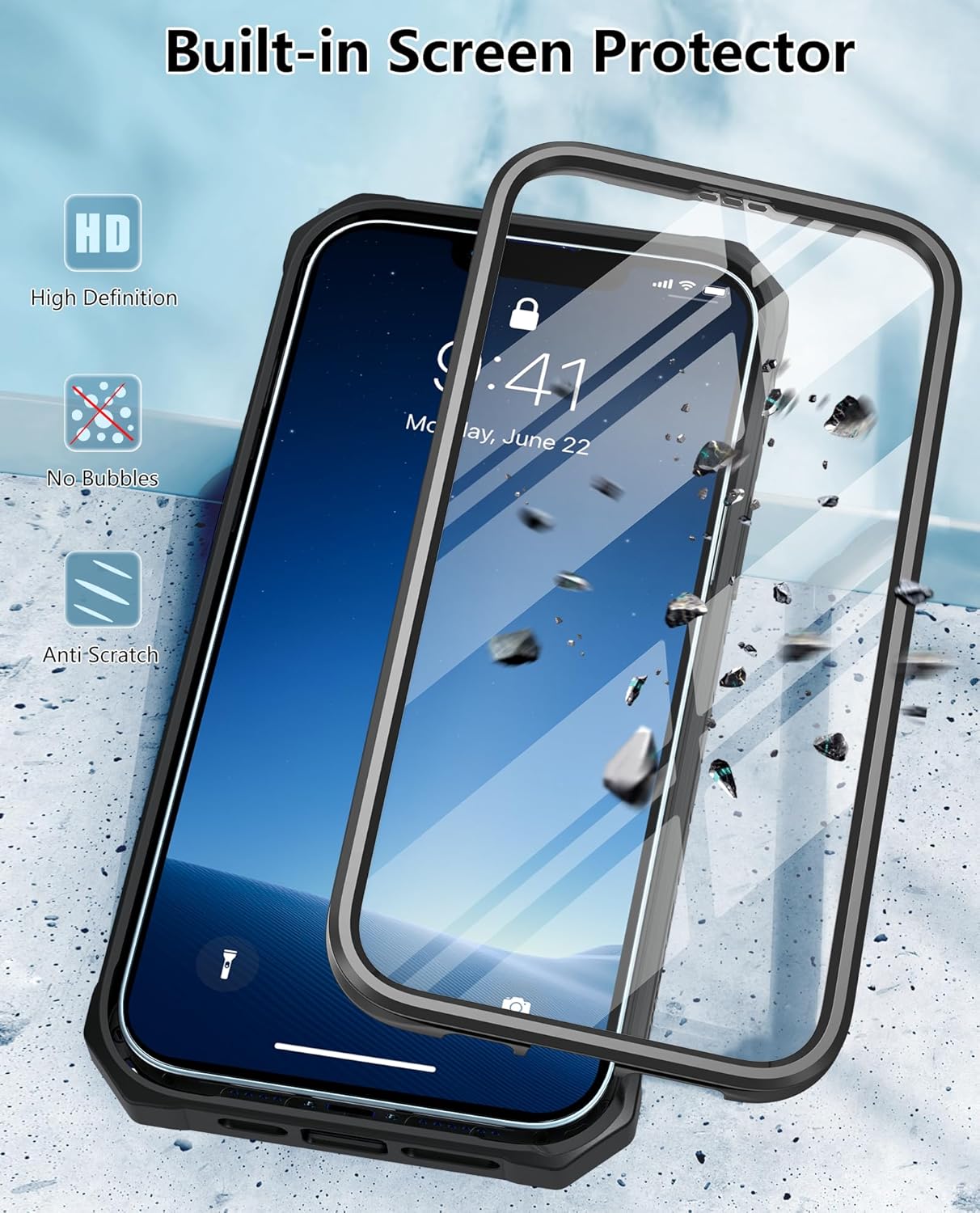 FNTCASE for iPhone 13 Pro Max Case: [with Kickstand & Holster] [Built-in Screen Protector] Military Grade Drop Protection | Heavy Duty Full Protective Shockproof TPU Rugged Cover