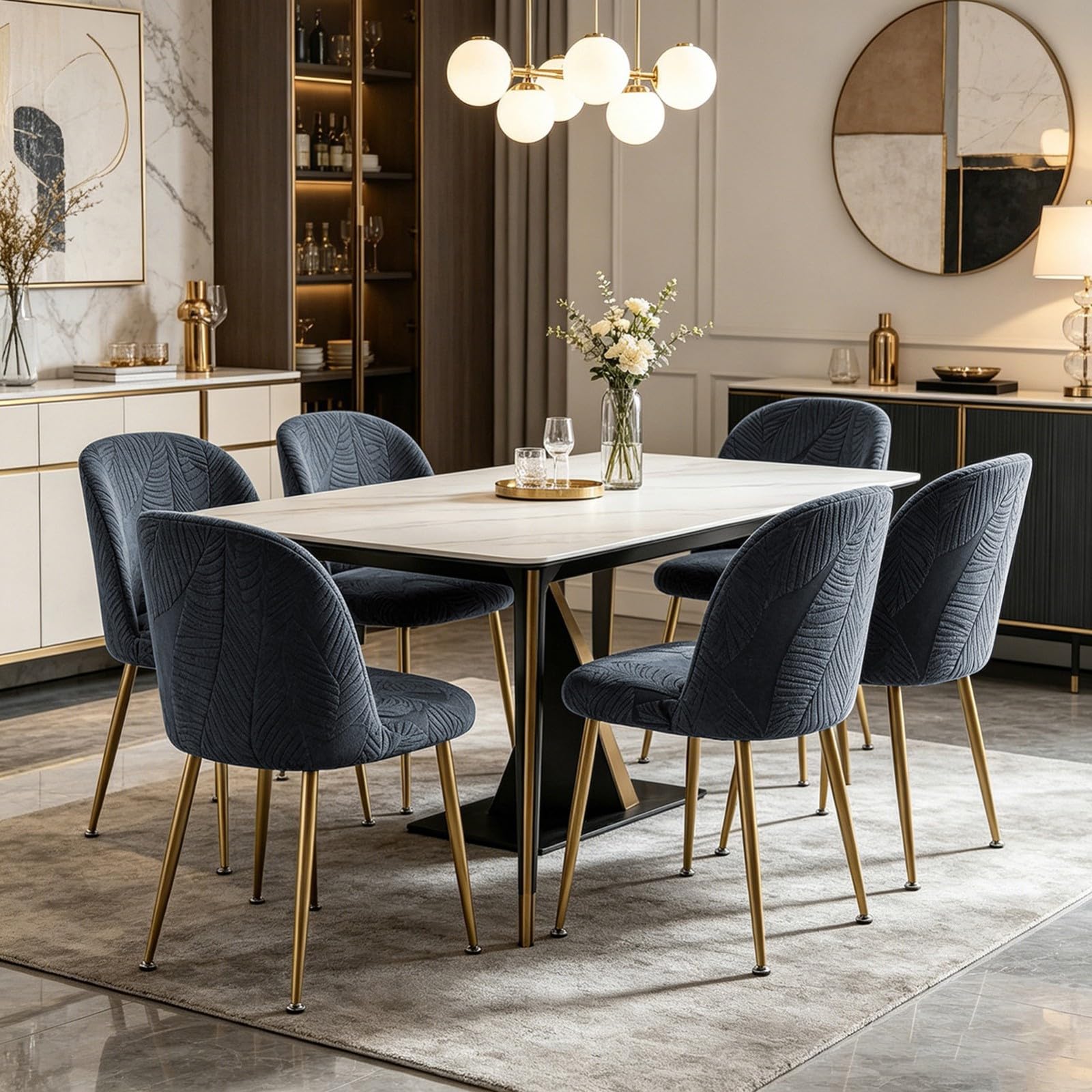 Esszimmer Stuhlhussen,Dehnbare Stuhlhussen mit Gebogener Rückenlehne | 1/2/4/6er-Set,Alle Jahreszeiten,für Esszimmer Küche Partys Bankette(Coffee,4Pcs)