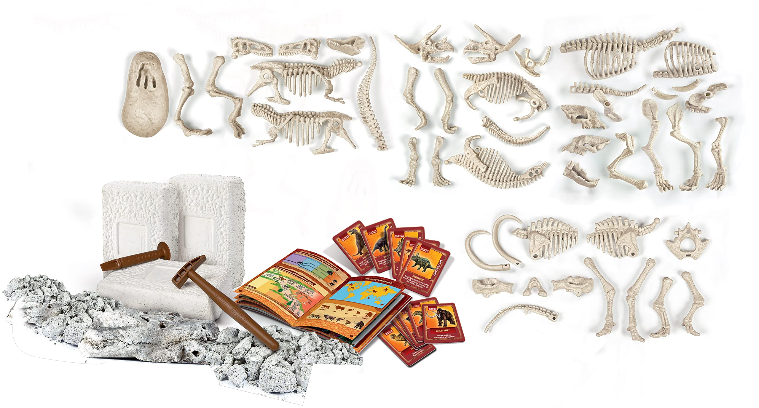 Clementoni-55110 - Arqueojugando Depredadores y Presas - Juego científico para excavar y Montar Dinosaurios a Partir de 7 años