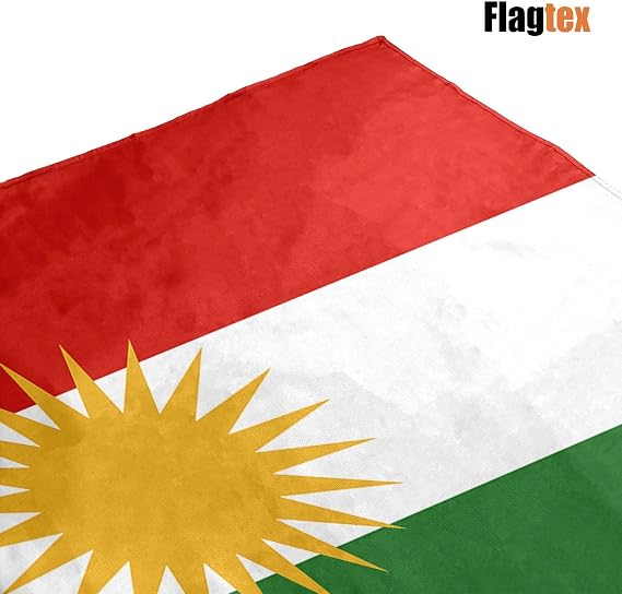 Kurdistan Flag 3ft x 2ft Kurdish Territory Flag Red White Green Stripes Yellow Sun Premium Polyester Brass Grommets Double Stitched 90cm x 60cm Indoor Outdoor Banner Decoration