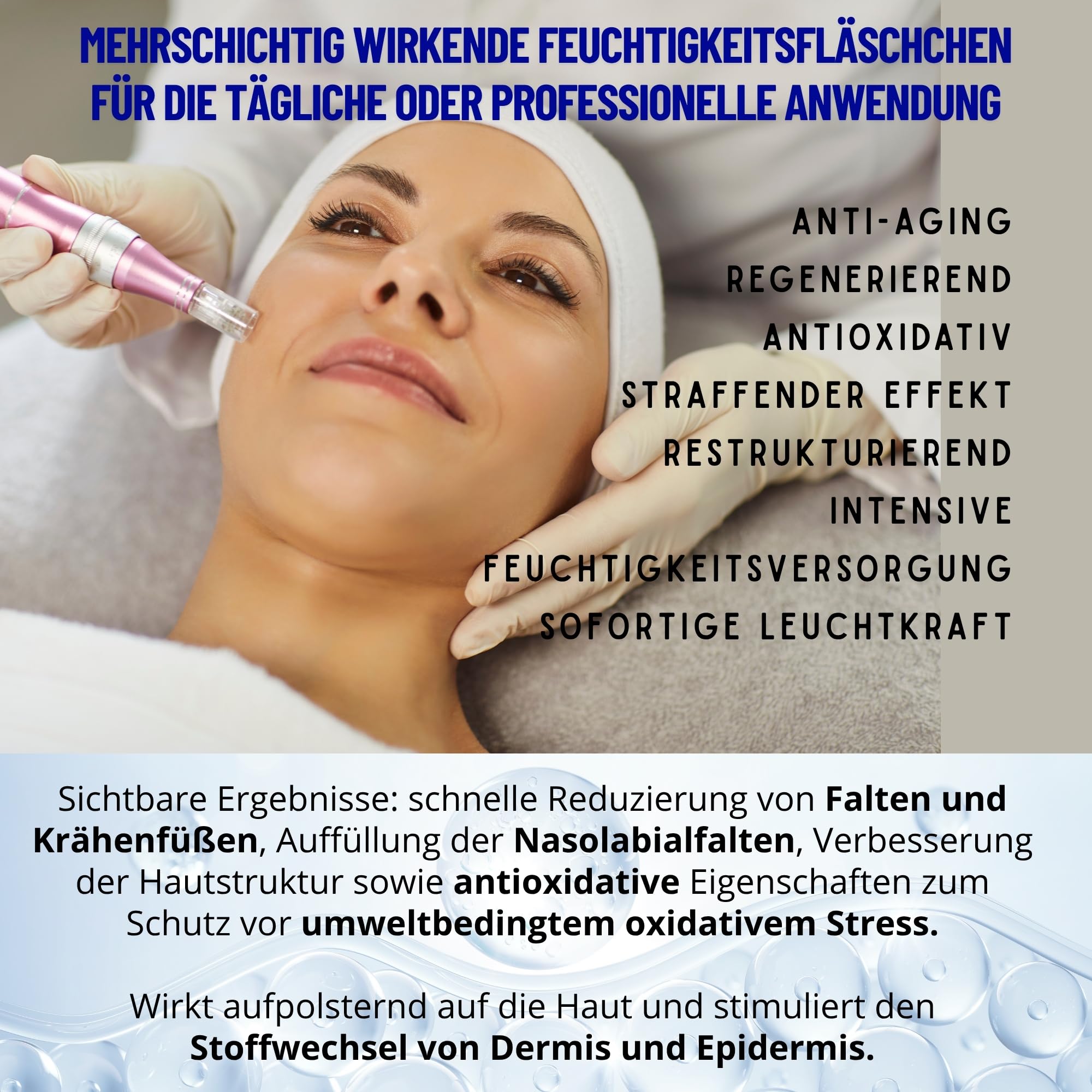 KFS Dreifach- Hyaluron Serum Hochdosiert – Microneedling Serum für Gesicht & Dermaroller – Lifting, Straffung, Faltenreduktion & Tiefenhydration – Mit Pantenol & Niacinamid – Nicht injizierbar. 10x5ml | Microneedling Serum für Gesicht & Dermaroller. Lifti