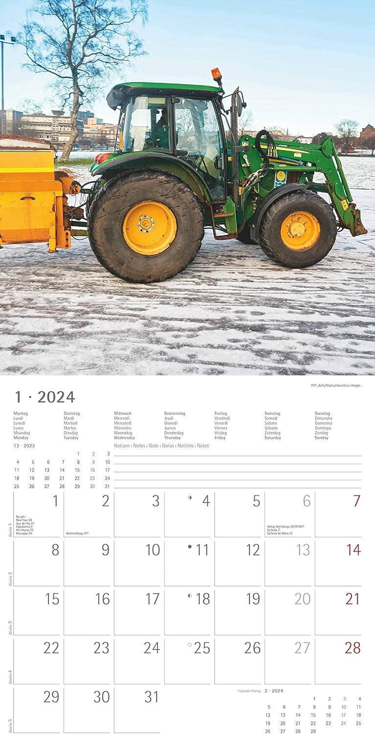 Traktoren 2024 Brochure Calendar 30 x 30 cm (30 x 60 cm Open) - Calendar with Space for Notes - Tractors - Picture Calendar - Wall Planner - Wall Calendar