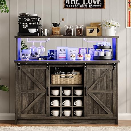 4ever2buy Farmhouse Coffee and Wine Bar Cabinet