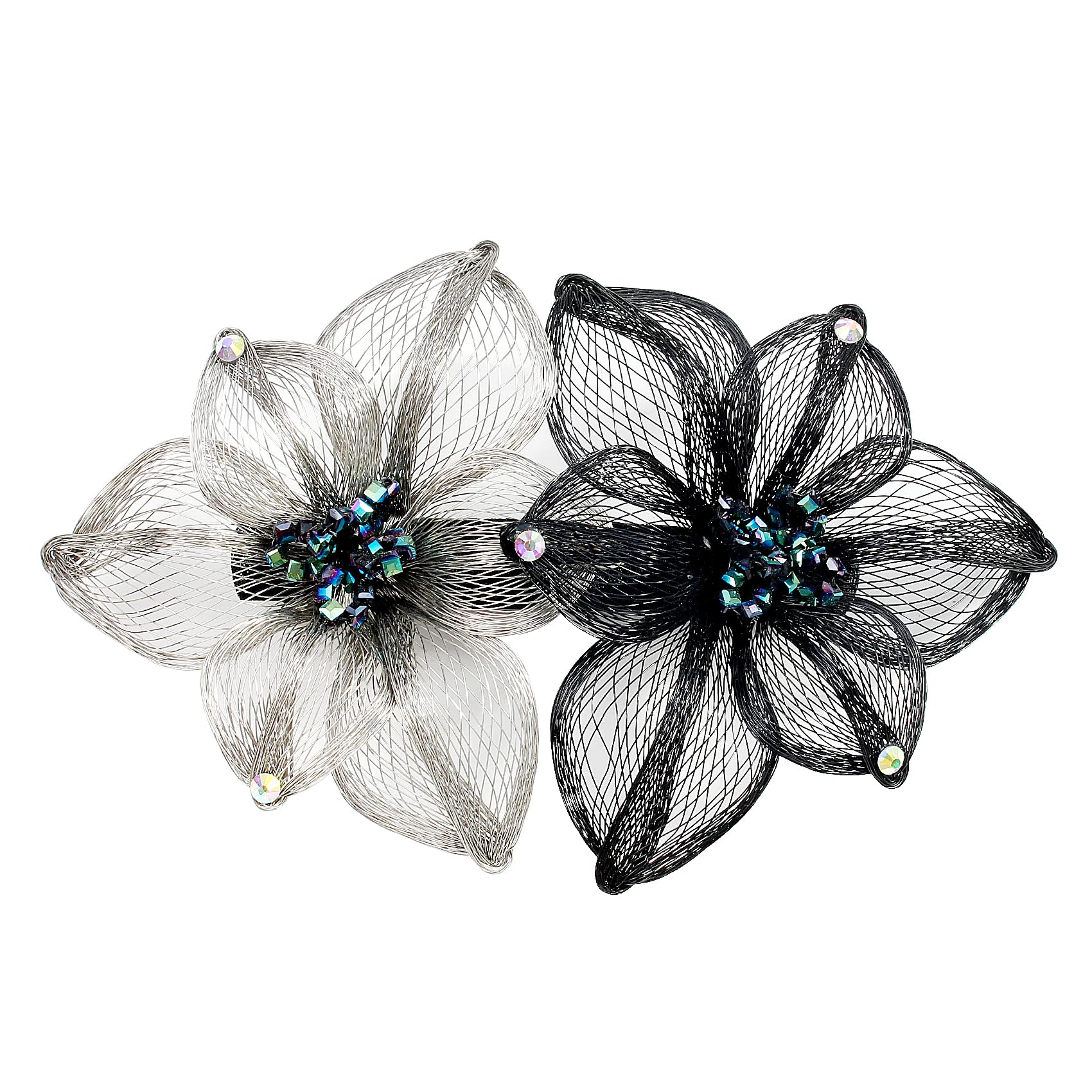 Jayongnee clip Large Hair Barrettes Clips For Women Thick Hair, Fancy Wedding Hair Barrettes For Women Accessories Handmade Copper Wire (Black and