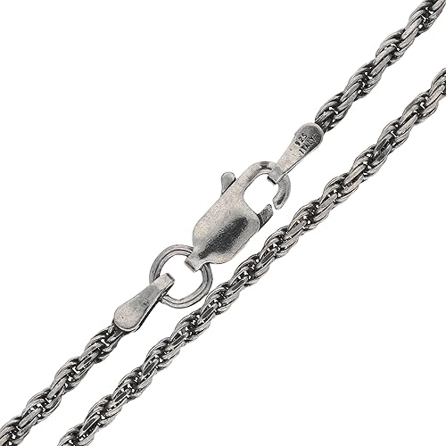 Miniatura 6 de Collar de cadena de plata de ley con corte de diamante de 0.079 pulgadas (longitud 14, 16, 18, 20, 22, 24, 26, 28, 30, 32, 34, 36 pulgadas)