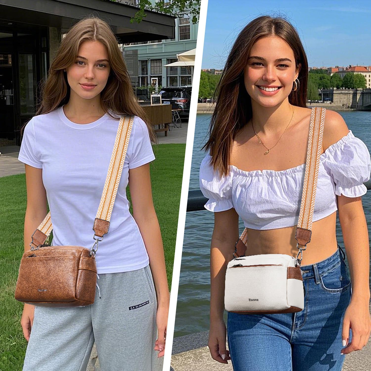 Bluome 5 Zips Crossbody Bags For Women Travel Bag Small Pu Leather Shoulder Cross Body For Woman Purses Handbags - Image 8