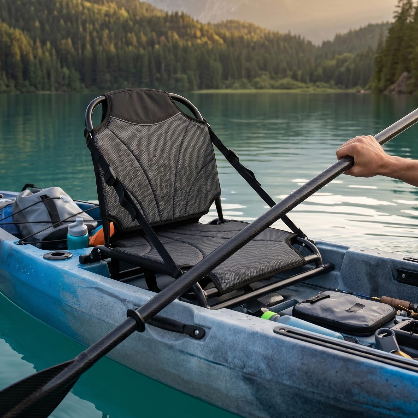banapoy Aluminiowa Rama Siedzisko Kajakowe, Składane Siedzisko Kajakowe z Regulowanym Paskiem, Paddleboardu ze Składanym Oparciem, do Kajakarstwa, Kajakarstwa, Wioślarstwa